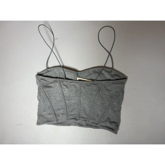SER.O.YA Viv Gray Corset Bustier Crop Top Small Spaghetti Strap NWT - Picture 6 of 12